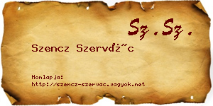Szencz Szervác névjegykártya